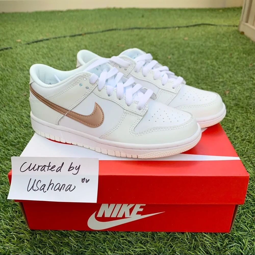 Nike Dunk low GS white rose gold shoes (big kids) - Picture 2 of 4